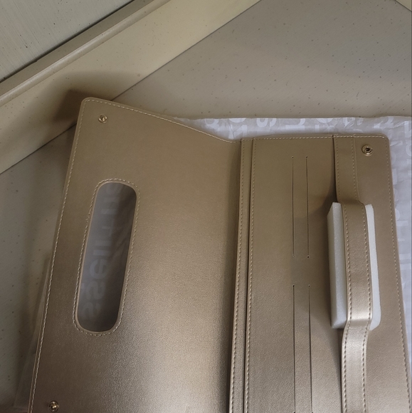 Gold Vegan Leather Clutch Bag & Wallet - Picture 12 of 13